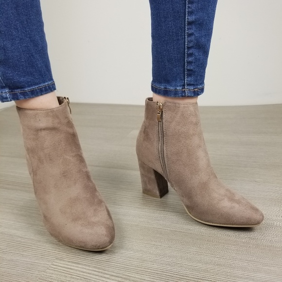 Pointy Toe Tan Vegan Suede Ankle Boots-FF - Picture 4 of 8